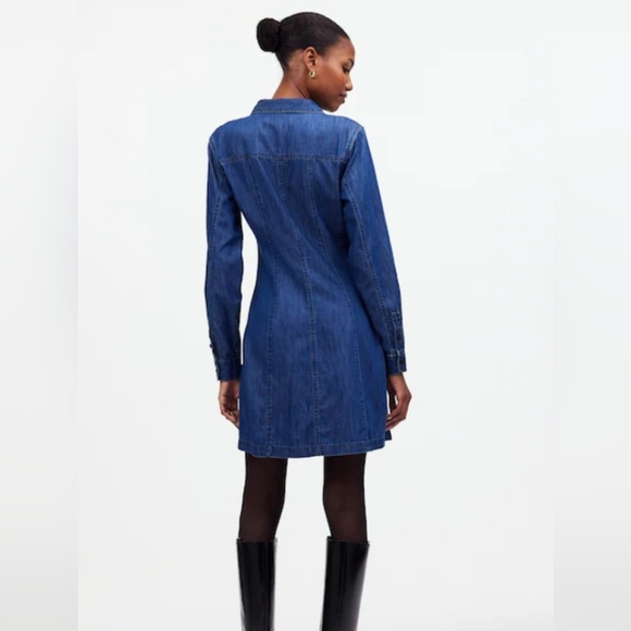 Madewell Dress Womens Long Sleeve  Button Up Blue Size Small Whit Pockets - Picture 4 of 16